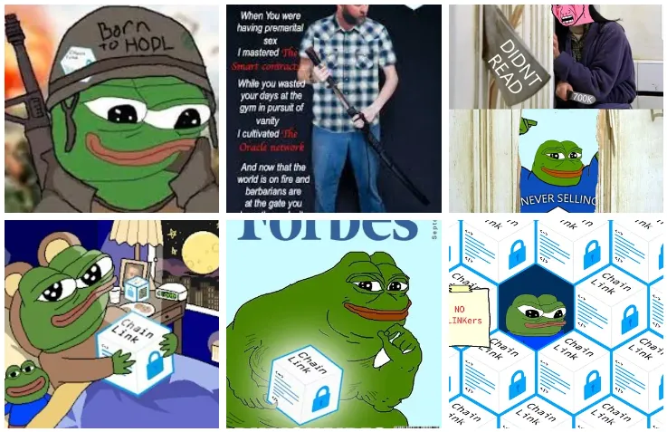 Collection of Pepe memes from the crypto community