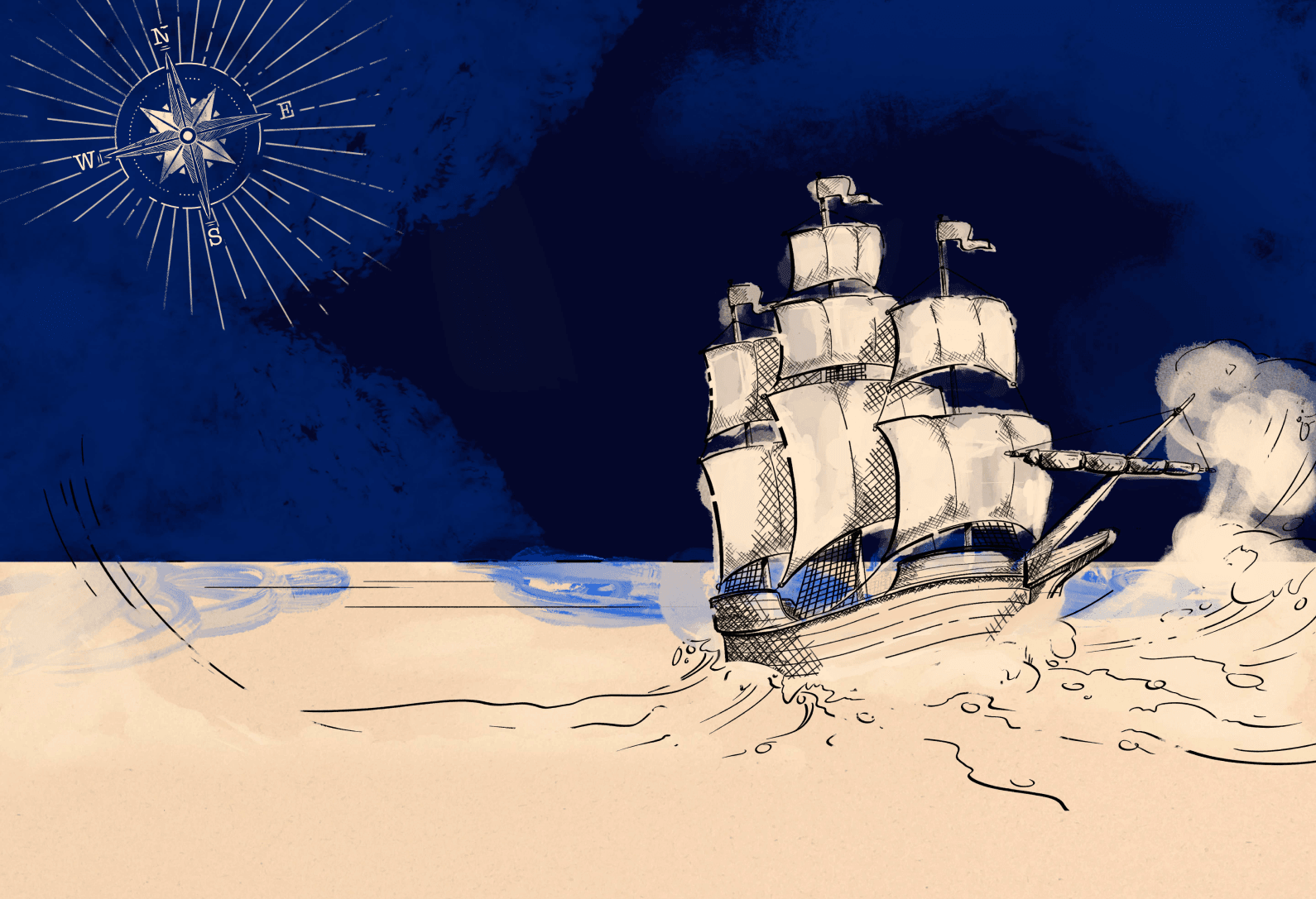 Pirate themed illustration of seafaring adventure